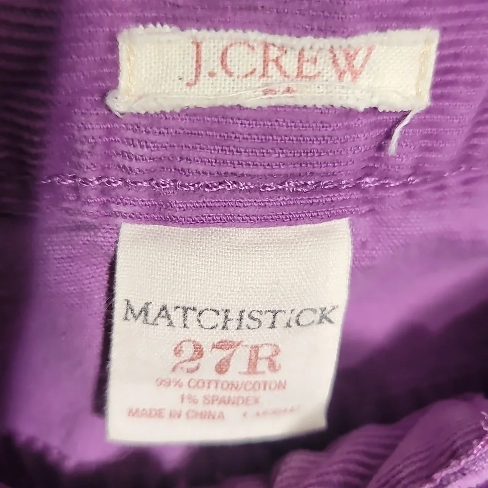 J. CREW Matchstick Lavender Pastel Goth Aesthetic Corduroy Straight Leg Pants